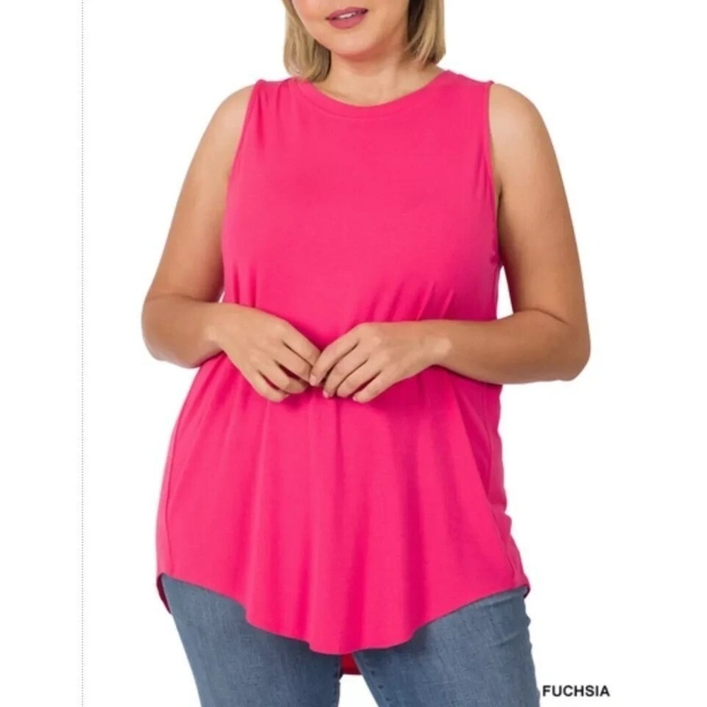 Zenana Women's Plus Hi-Low Tank Top Fuchsia Size 3X New With Tags